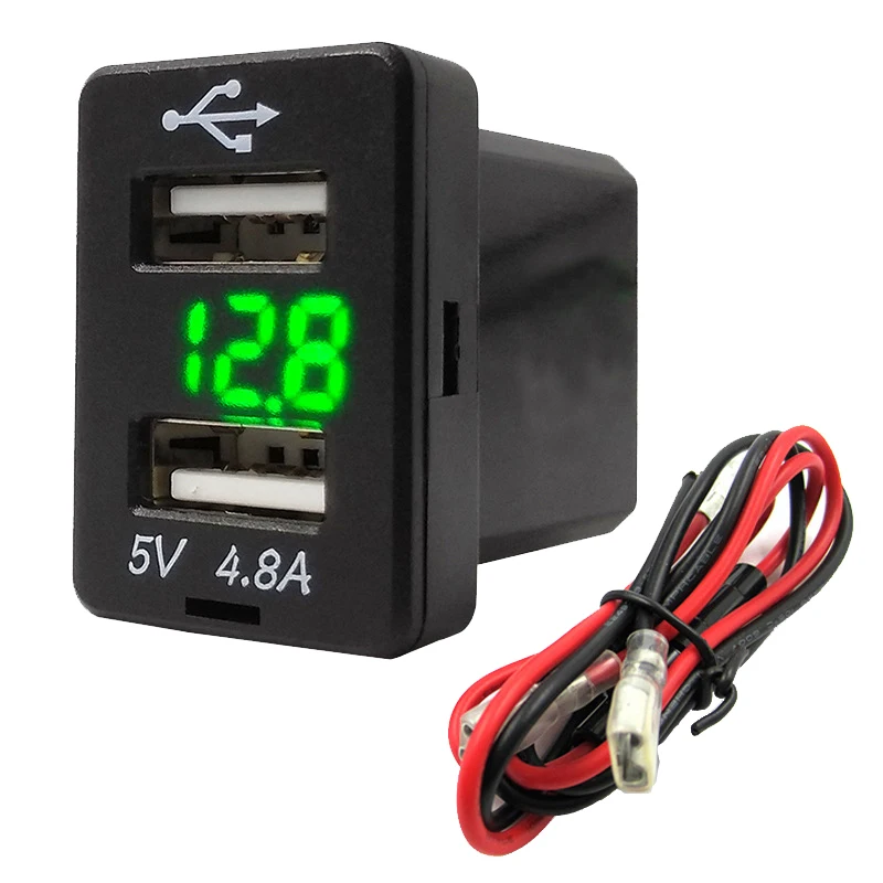 12-24V двойной USB Автомобильное зарядное устройство разъем вольтметр 4.2A адаптер питания подходит для Toyota