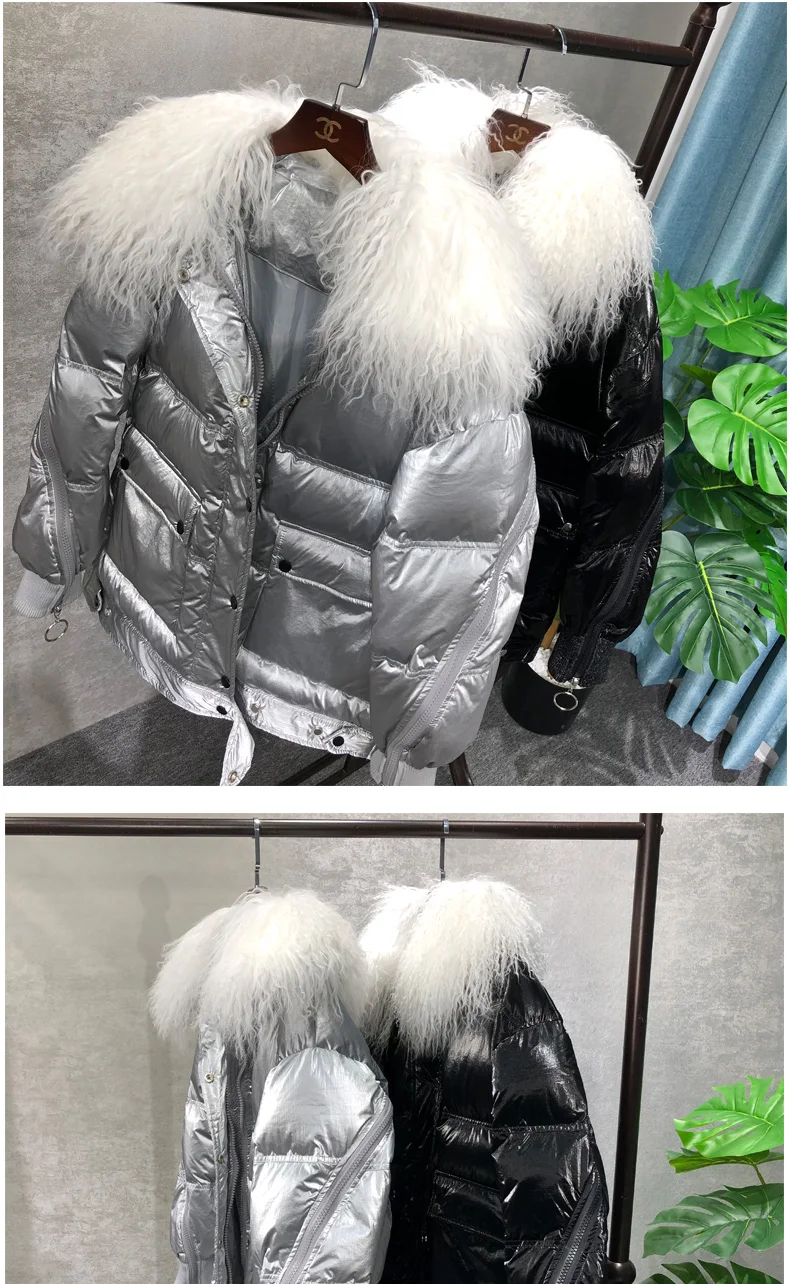 AYUNSUE Womens Coats Winter Jacket Women Korean Puffer Jacket Sheep Fur Collar Warm Parkas Chamarras De Mujer KTL-2071 YY1208