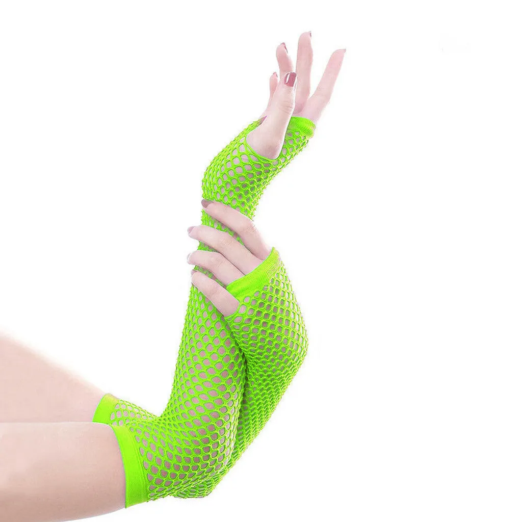 Green Новинка, женские модные длинные ажурные перчатки, женские кружевные перчатки без пальцев для вечеринки, женские сексуальные перчатки rekawiczki - Цвет: Green