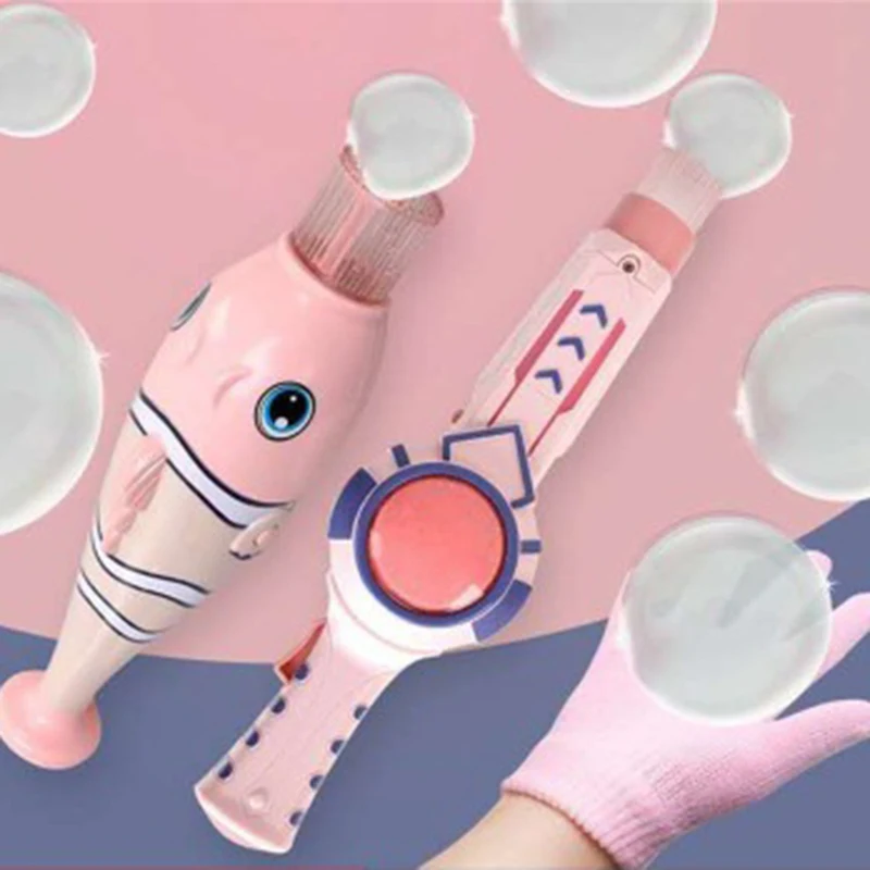 

New smoke fog spray mouth blowing fish bubble machine cute gun soap water blower without bubble fluid for kids playing and gifts