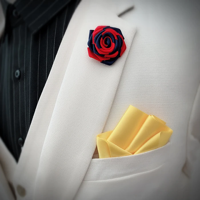 Flower Brooches Мужской женский нагрудный галстук на булавке брошь Карманный квадратный носовой платок Свадебный костюм вечерние пальто куртка платок броши в форме цветка розы корсаж - Цвет: Flower Brooches