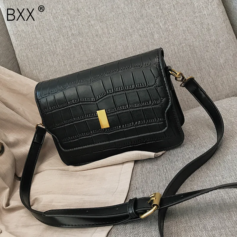 

[BXX] Crocodile Pattern PU Leather Bags For Women 2020 Spring Fashion Shoulder Messenger Bag Lady Large Capacity Handbags HK444