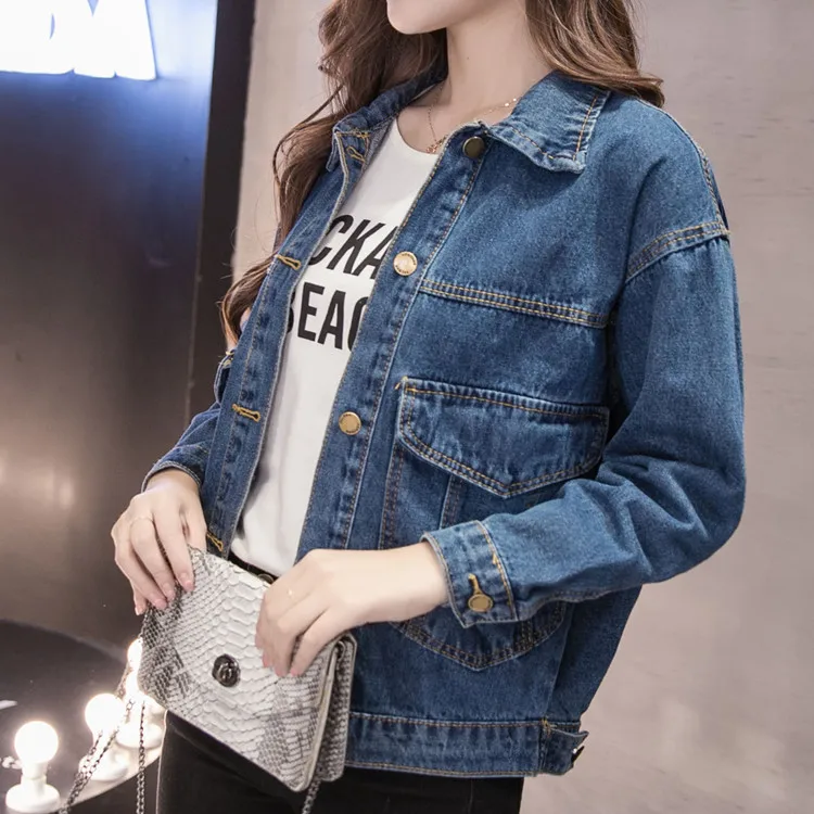 New  2018 Spring And Autumn New Style Korean-style BF Jacket Jeans Coat Women's Loose And Plus-sized Cow