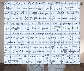 

Blue Curtains School Science Theme with Hand Written Physics Formula Lesson Student Notes Illustration Living Room Bedroom