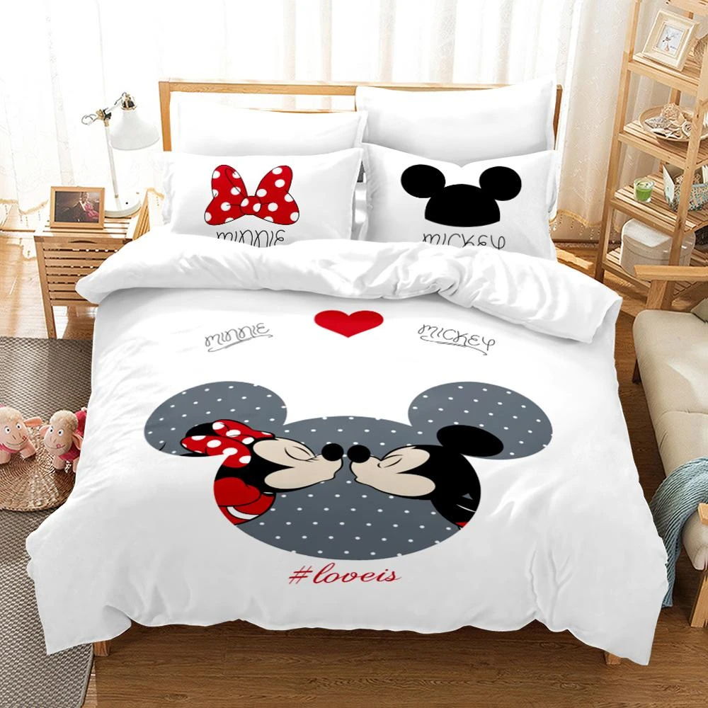 Paar Mickey Minnie Mouse Bed Set Twin Size Dekbed Dekbedovertrek Voor Kids Slaapkamer Decor Enkele Koningin Meisjes Thuis 3D Patroon|Beddengoed sets| - AliExpress