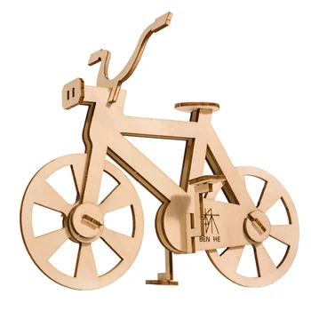 

14Pcs DIY 3D Bicycle Puzzle Wooden Model Building Kit Assembly Bicycle Toy