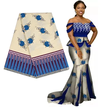 

2020 Africa Ankara Printing Wax Fabric Real Wax New Bazin Pagne Pure Cotton Sewing Material For Wedding Dress Yards Nice Tissu