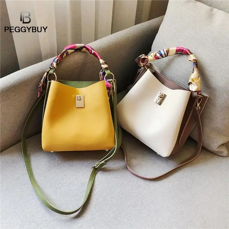 

Hit Color Silk Decor Shoulder Handbags PU Leather Women Crossbody Bags Messenger Bag bolsos para mujer Dropshipping