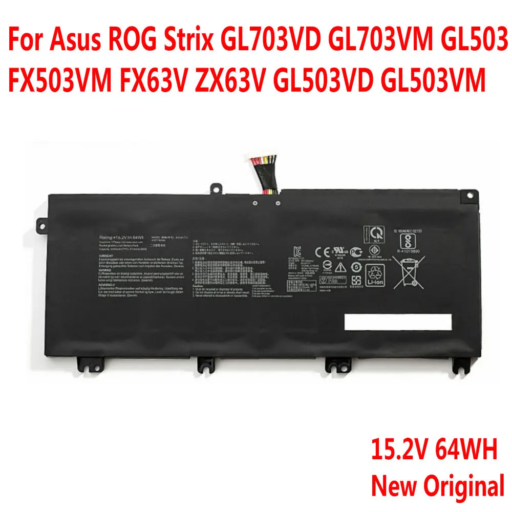 

Genuine 15.2V 64WH B41N1711 Laptop Battery For Asus ROG Strix GL703VD GL703VM GL503 FX503VM FX63V ZX63V GL503VD GL503VM