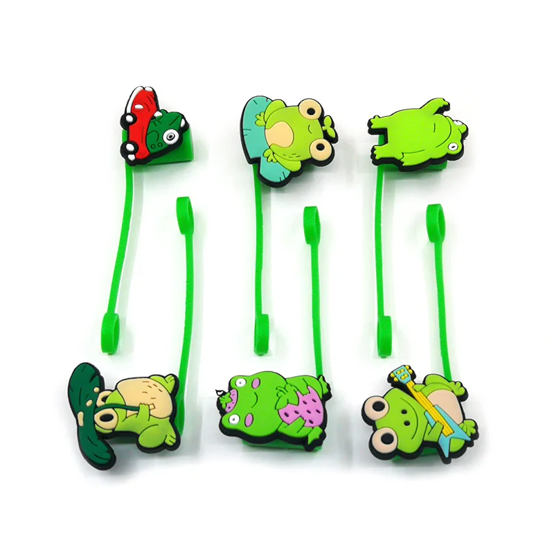 Cute Frog Straw Tips Cover,Silicone Animals Straw Cover,Cartoon Straw  Topper,Reusable Drinking Straw Cover,Dust Proof Straw Plugs for 6-8 mm  Straws