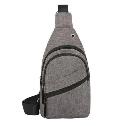 Light Gray Сумка через плечо мужская Модные Повседневное Для мужчин нагрудная сумка на открытом воздухе Холст сумка на ремне нагрудная с разъем для наушников через плечо сумка - Цвет: Light Gray