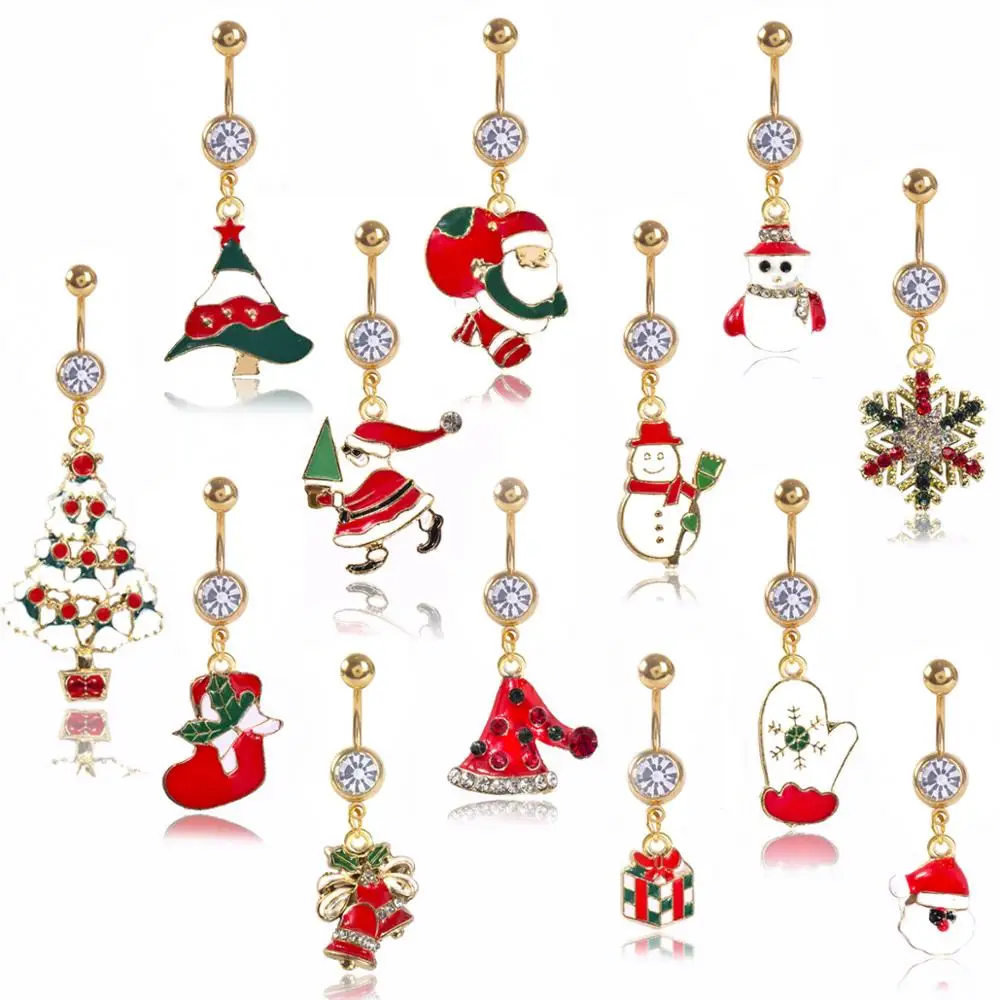 1PC Merry Christmas Jewelry Piercing Navel for Women Crystal Fashion Sexy Rhinestone Belly Button Ring Bar Body | Украшения и