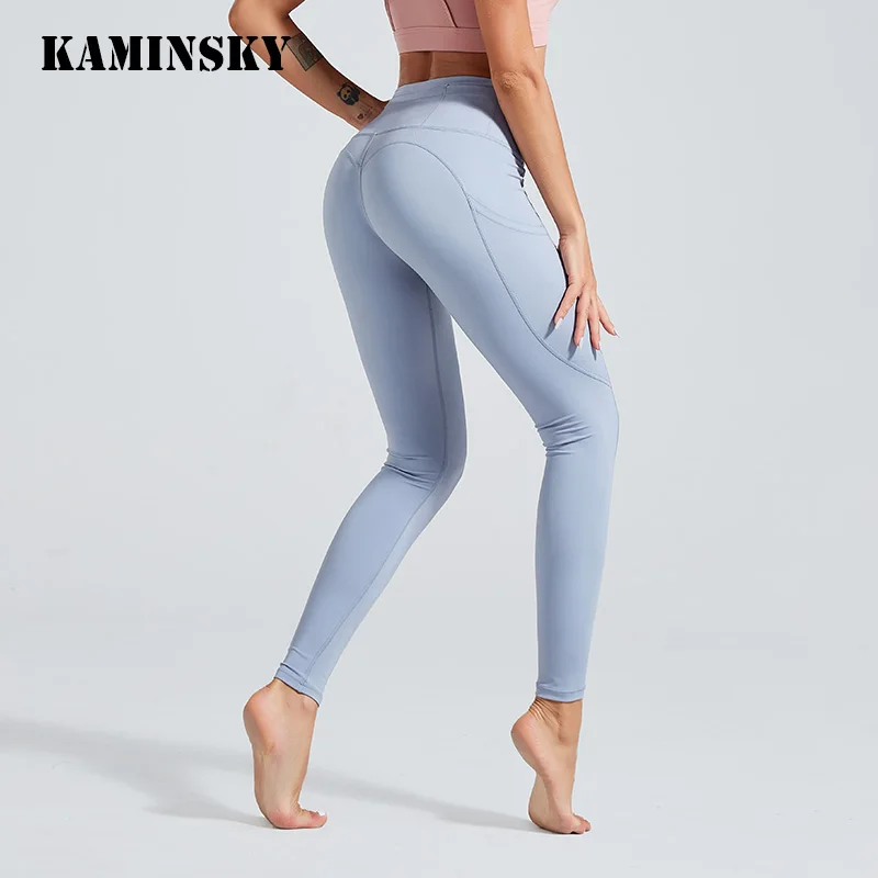 Kaminsky Soild лоскутные леггинсы женские сексуальные Peach Hart спортивные Леггинсы карманные фитнес Feminina фитнес высококачественные нейлоновые брюки