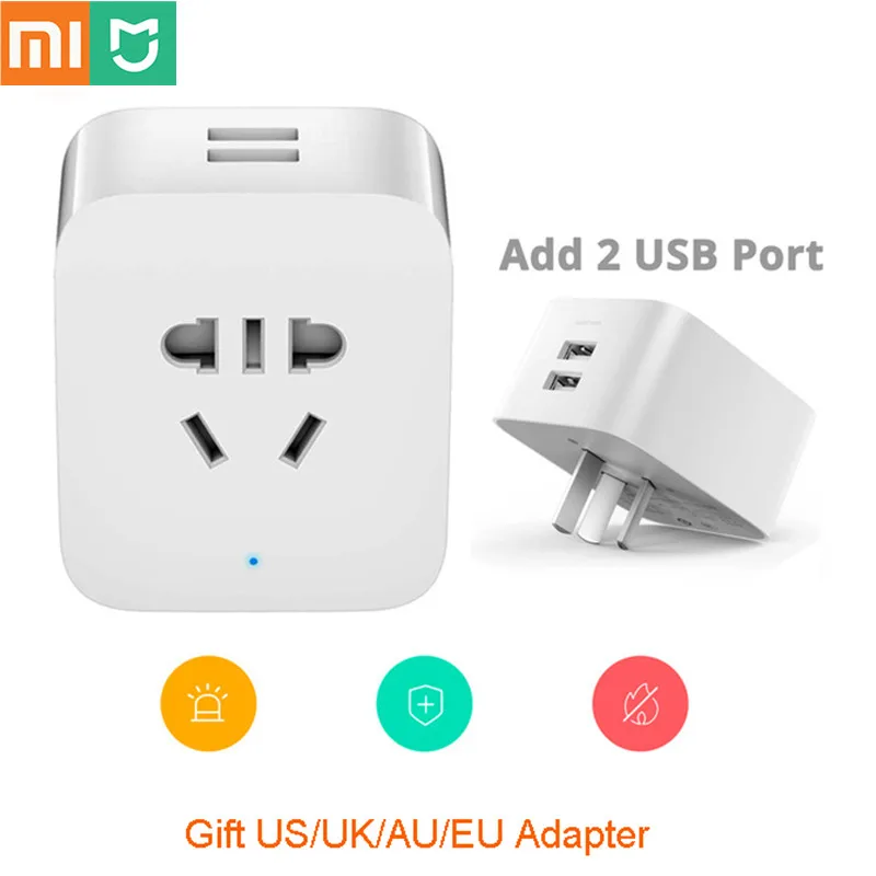 Xiaomi Оригинал Mijia умная розетка Улучшенная двойная USB быстрая зарядка ZigBee/основное