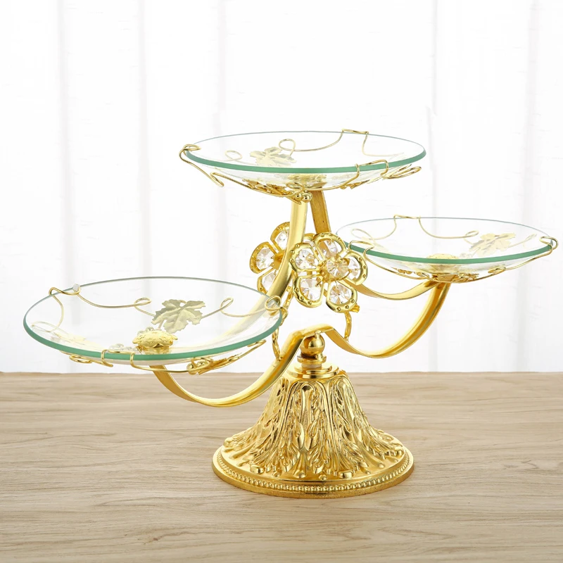 European luxury home multi-layer fruit plate ktv double-layer fruit plate creative three-layer candy plate WF107325 - Цвет: G Gold