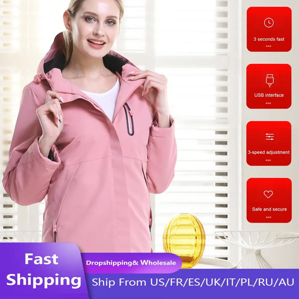 Зимняя мужская и женская зимняя уличная куртка с подогревом USB Smart Heating капюшоном