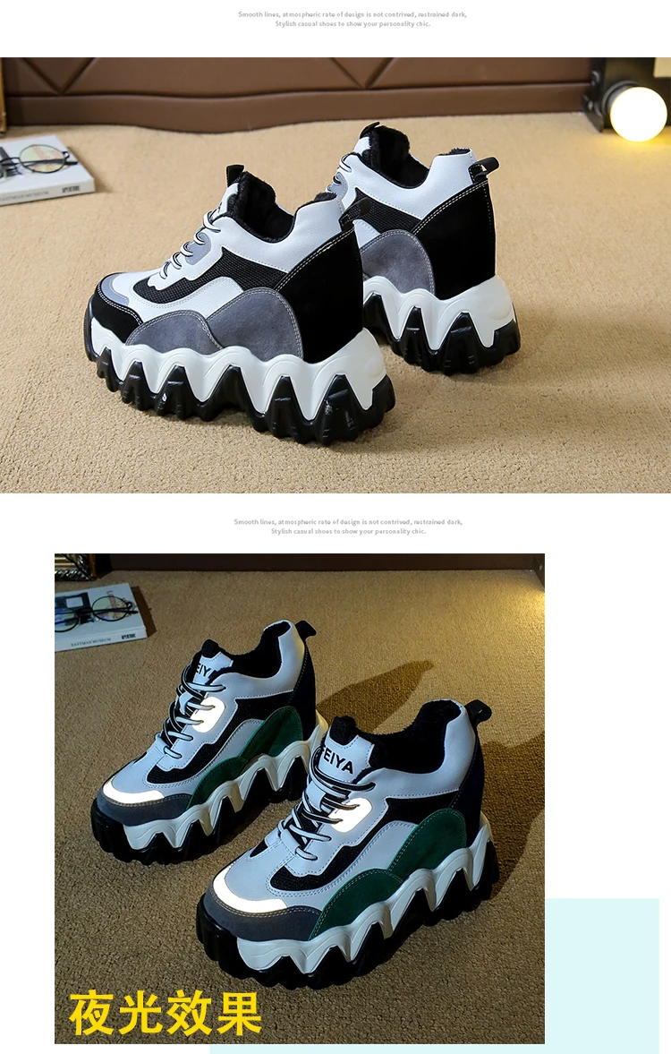 Zapatillas mujer; коллекция года; кроссовки на платформе; зимняя плюшевая Обувь На Шнуровке; смешанные цвета; зимняя теплая Классическая обувь на танкетке для женщин