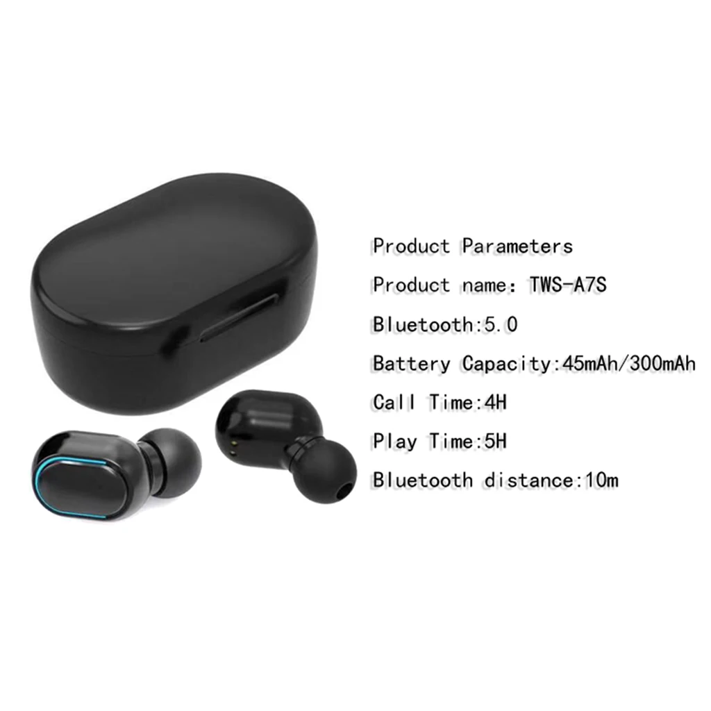 Sports A7S Mini Wireless TWS Earphones Bluetooth V5.0 Earbud with Mic Handsfree In-Ear Headset for Ios Android Earphone 2019 New