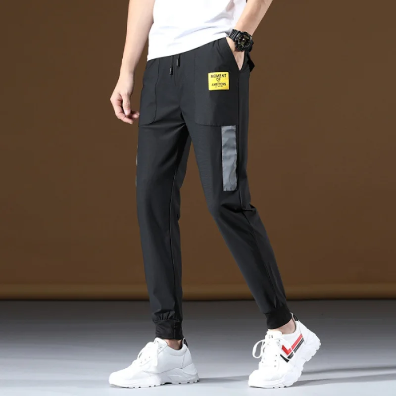 

Pants Men's Korean-style Trend Capri Men Viscose Casual Sweatpants Men's Loose-Fit Summer Beam Leg Athletic Pants Men's Thin
