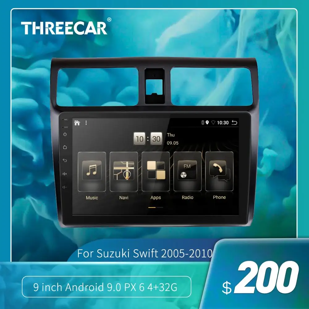 Автомобильный радиоприемник Threecar 2din Android 9 0 Ouad Core PX6 стерео для Suzuki Swift 2005 2010 GPS Navi