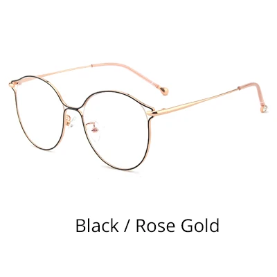 Ralferty очки женские оправа модные кошачий глаз компьютерные очки без диоптрий очки оправа для глаз для женщин K28033 - Цвет оправы: Black - Rose Gold
