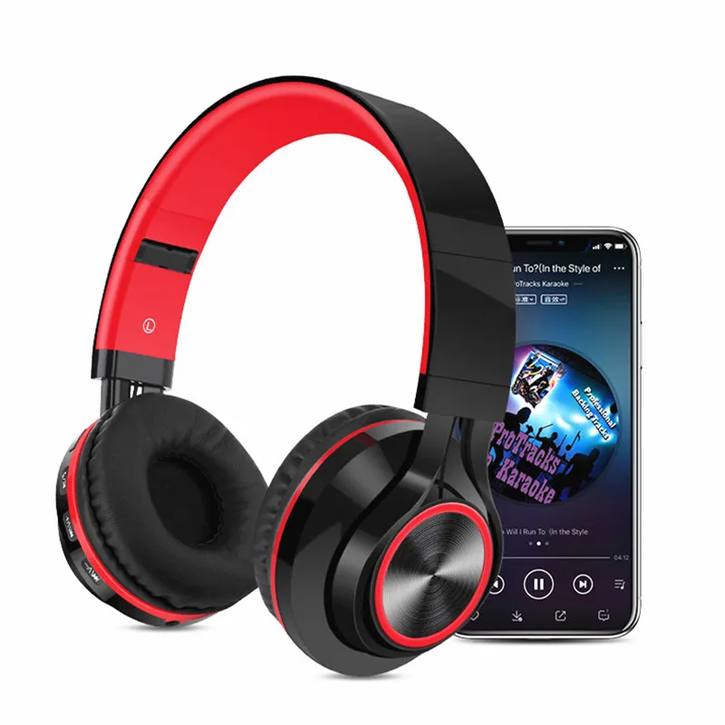 

Hi-Fi Stereo Earphone Wireless Bluetooth Headset Foldable Headphones Adjustable Earphones with Mic SD Card for ios Android Phone