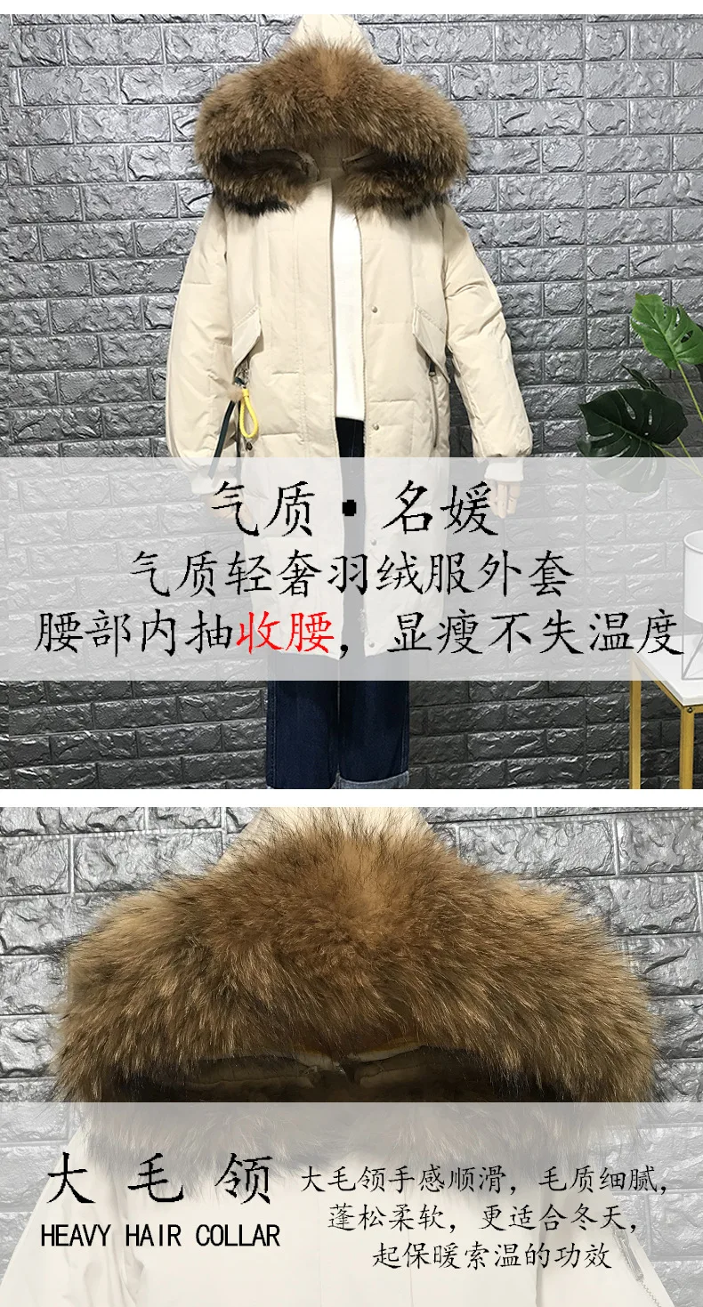 Пуховик женский стиль Dongdaemun корейский стиль сестры большой меховой воротник средней длины толстый выше колена зимнее пальто W