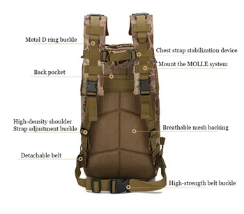 Outdoor Military Rucksacks Nylon 30L Waterproof Tactical backpack Sports Camping Hiking Trekking Fishing Hunting Bags 4