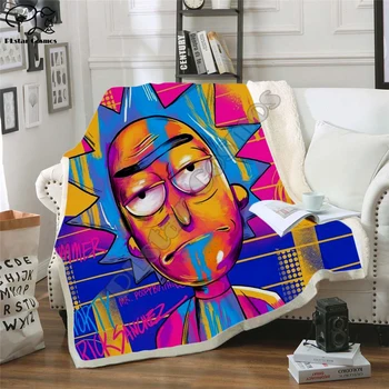 

Plstar Cosmos Cartoon Rick and Morty funny character Blanket 3D print Sherpa Blanket on Bed Home Textiles Dreamlike style-6