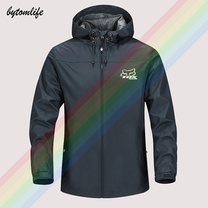 Sudadera con capucha para hombre, cazadora de poliéster con estampado de zorro, 100%, impermeable, deportiva, cálida, talla asiática, para exteriores