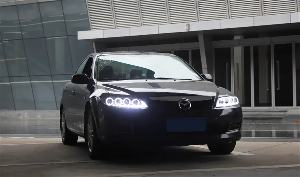 Пара для mazda 6 светодиодный фары 2003- mazda 6 HID фары биксеноновые фары противотуманные дневные ходовые огни динамический поворот