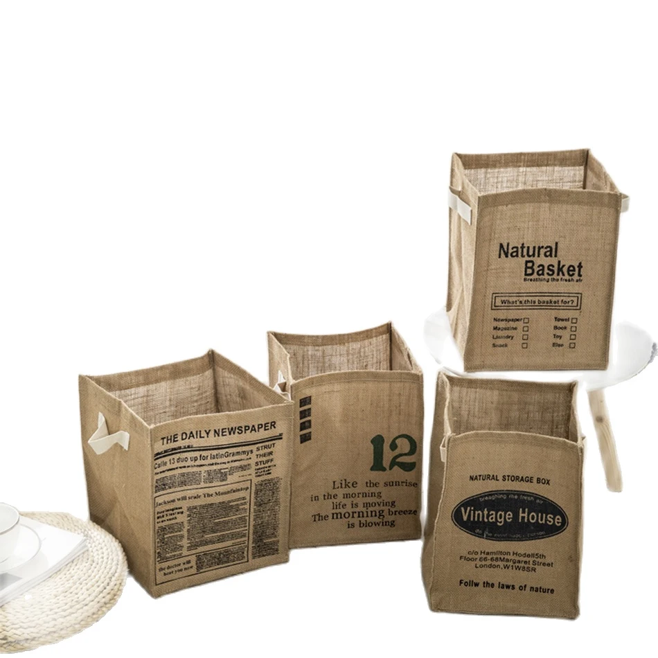 Jute Cube Storage Baskets Jute Storage Box Basket Closet Folding