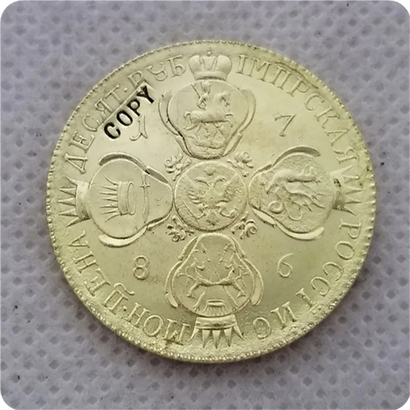 1786 1786,1782, 1777 Россия 10 рублей Золотая копия монет - Цвет: 1786