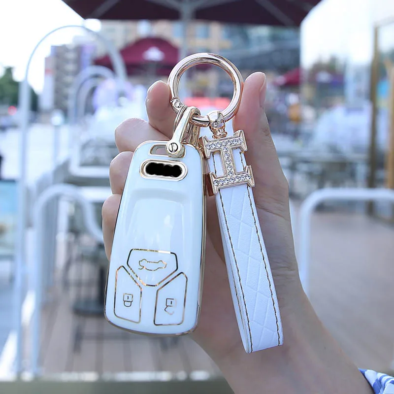 Cover chiate/telecomando per Audi TT A3 A4L Q5L Q7 A5 A6L portachiavi Shell Bags Protector portachiavi accessori Auto - Hd09467d50b3a47f59525ef44bc54b94do