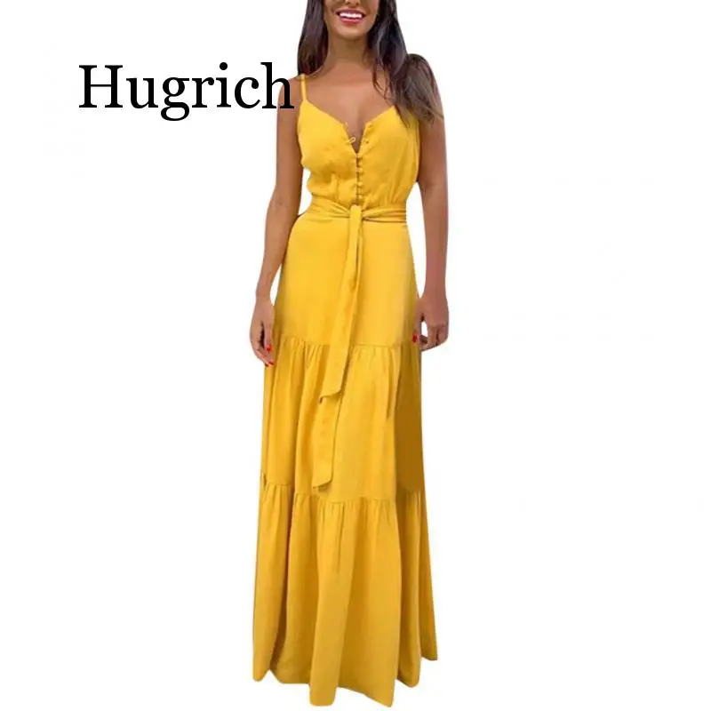 

Fashion Women Summer Boho Sleeveless Strappy V-neck Bandage Party Beach Dress bayan elbiseler 2020 Robe Longue Femme