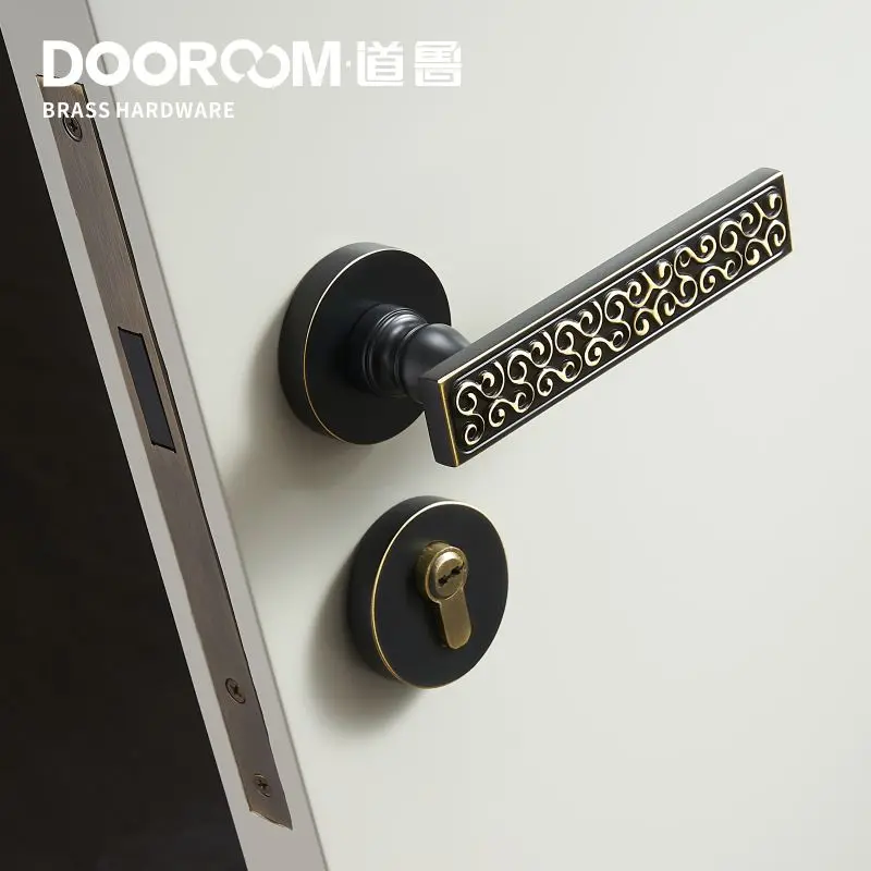 Dooroom, латунный дверной рычаг, набор, немой, европейский, американский, для интерьера, для комнаты, двойной, открытый, деревянная дверь, для спальни, ванной комнаты, манекен, раздельная ручка