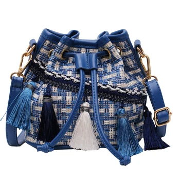 

Vintage Small Women Tassel Bucket Bag Luxury Handbags Women Shoulder Bags Designer Girls Drawstring Messenger Crossbody Bag