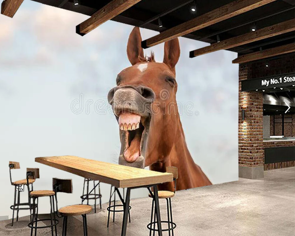Пользовательские papel де parede 3d, смеющаяся лошадь Фреска для гостиной спальни диван обои-фон для декорирования