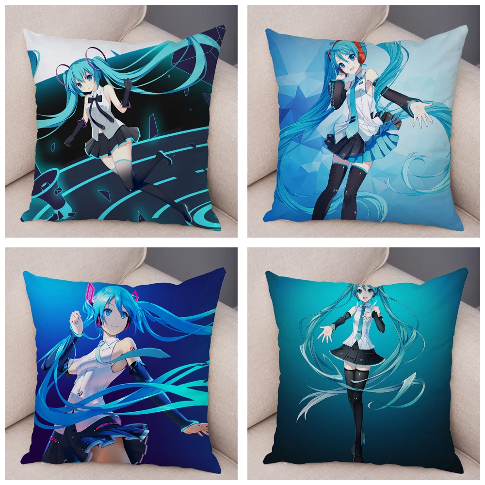 Милый Хацунэ Мику Музыка Девушка VOCALOIDCushion чехол для дивана домашние подушки в автомобиль Чехлы 45x45 см декоративная Подушка Чехол Наволочка с мультяшным принтом