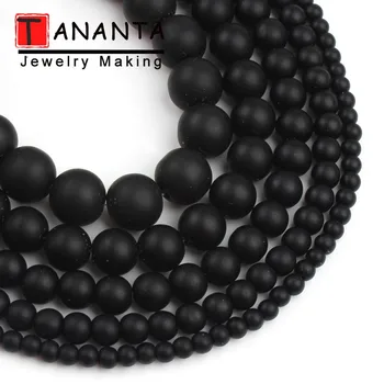 

Matte Natural Black Agates Onyx Round Loose Stone Beads For Jewelry Making DIY Charm Bracelet Necklace 4 6 8 10 12mm 15 inch