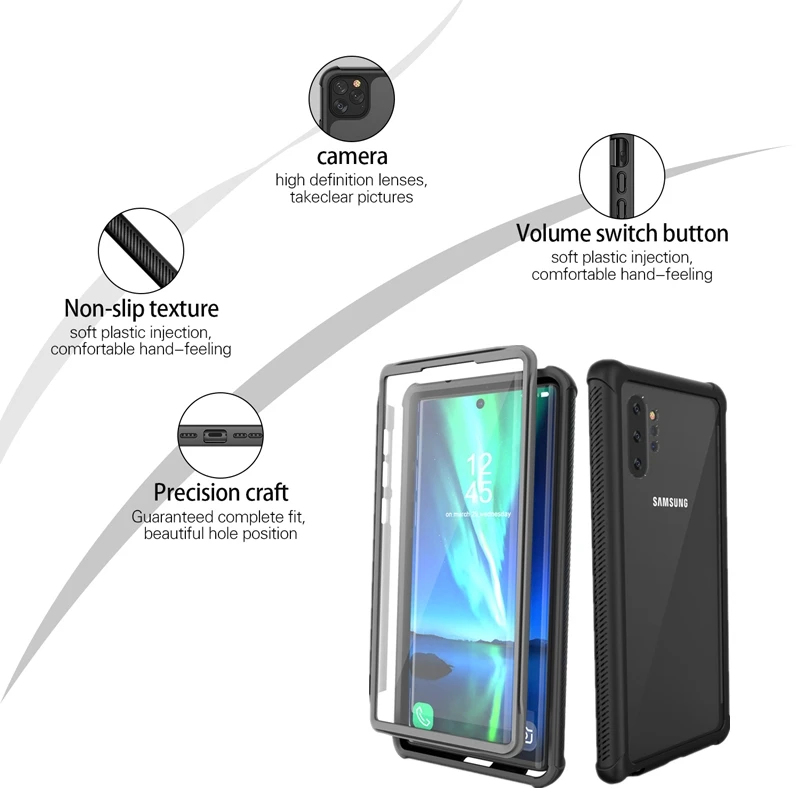 Shockproof Phone Case For Samsung S8 S9 S10 Plus S10e Transparent PC Back Cover For Galaxy Note 9 10 Plus Pro Full Protection
