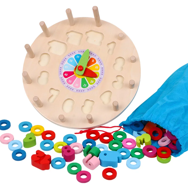 Обучающие игрушки Монтессори цифровые логарифм часы сопряжение расчет круг дети деревянная игрушка для раннего развития детский сад