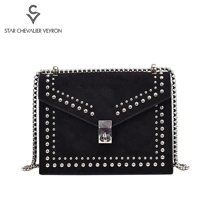 

Scrub Leather Small Shoulder Messenger Crossbody Bags For Women 2020 New Designer Rivet Lock Handbags Female Travel Chain Bags