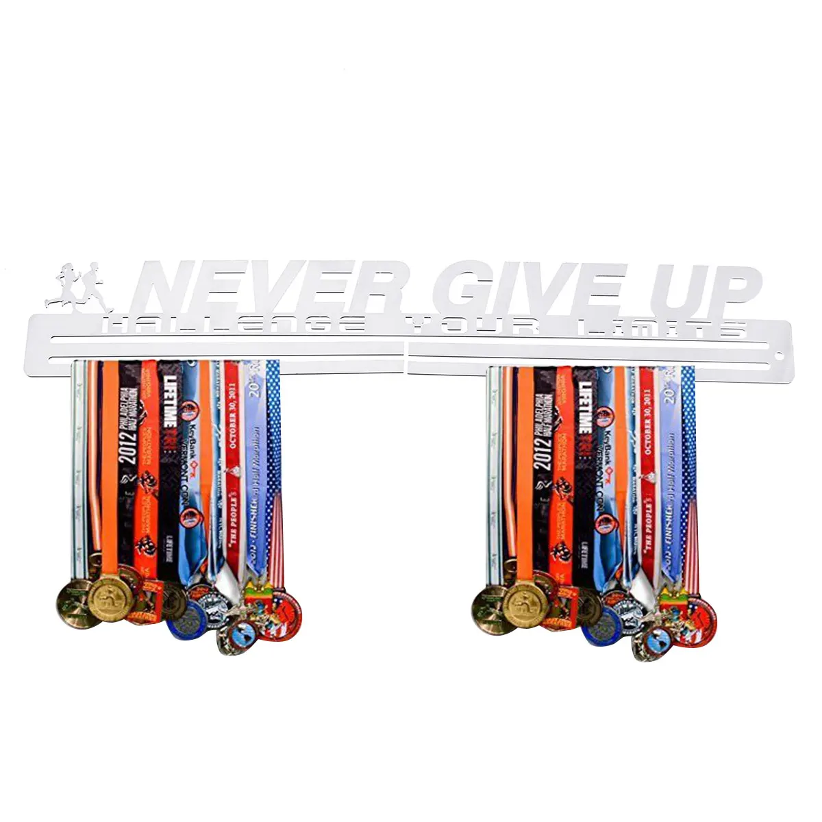 never give up 1 шт., вешалка для медалей для гимнастики, стойка для медалей, вешалка для спортивных медалей, держатель медалей из нержавеющей стали 39,8*6,6 см - Цвет: never give up