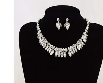 

noble 2set/lots crystal diamond wedding bride lady's bride party set necklace earings up-market gift free shipping mfg