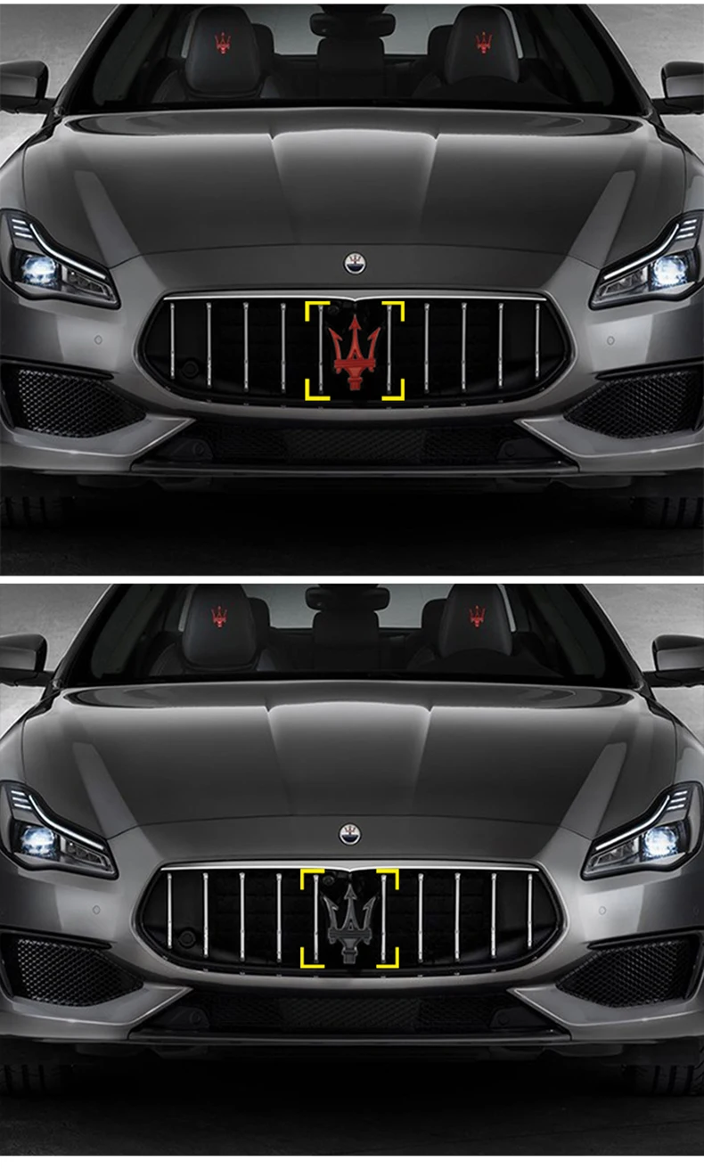 Car ABS Grill Logo Replace Sticker For Maserati Granturismo Quattroporte GTS Ghibli Levante Car Emblem Badge Styling Accessories custom car stickers