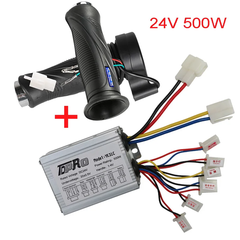 TDPRO 24 V/36 V/48 V 350/500/800/1000W мотор щетка контроллера Скорость поворотный захват дросселя для электрического велосипеда скутера ATV багги велосипед - Цвет: 24V 500W