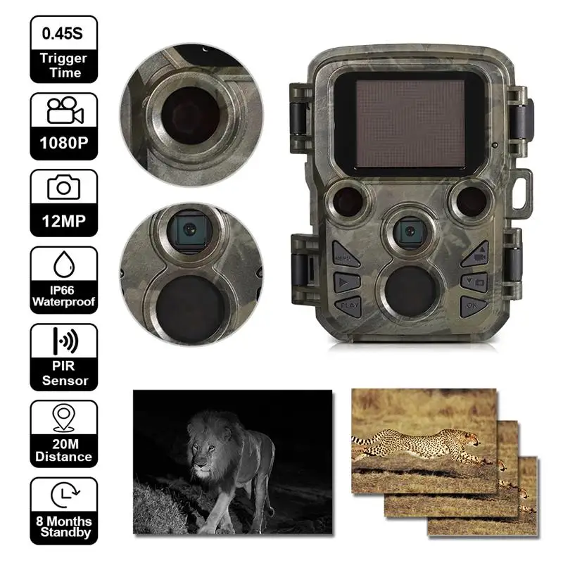 Wildlife 12MP 1080P Mini Trail Photo Trap Hunting Camera Hunting Game Camera Outdoor Wildlife Scouting Camera with PIR Sensor