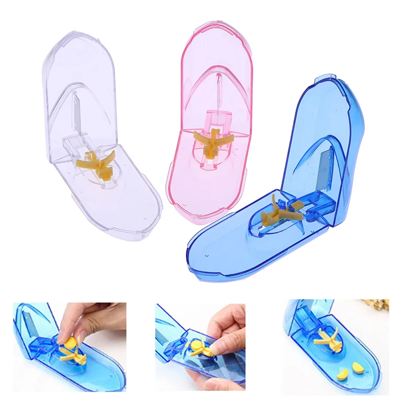 1PCS Transparent Pill Cutter Box Portable Convenient Drug Box Tablet Cutter Splitter Medicine Pill Holder Cutter Box