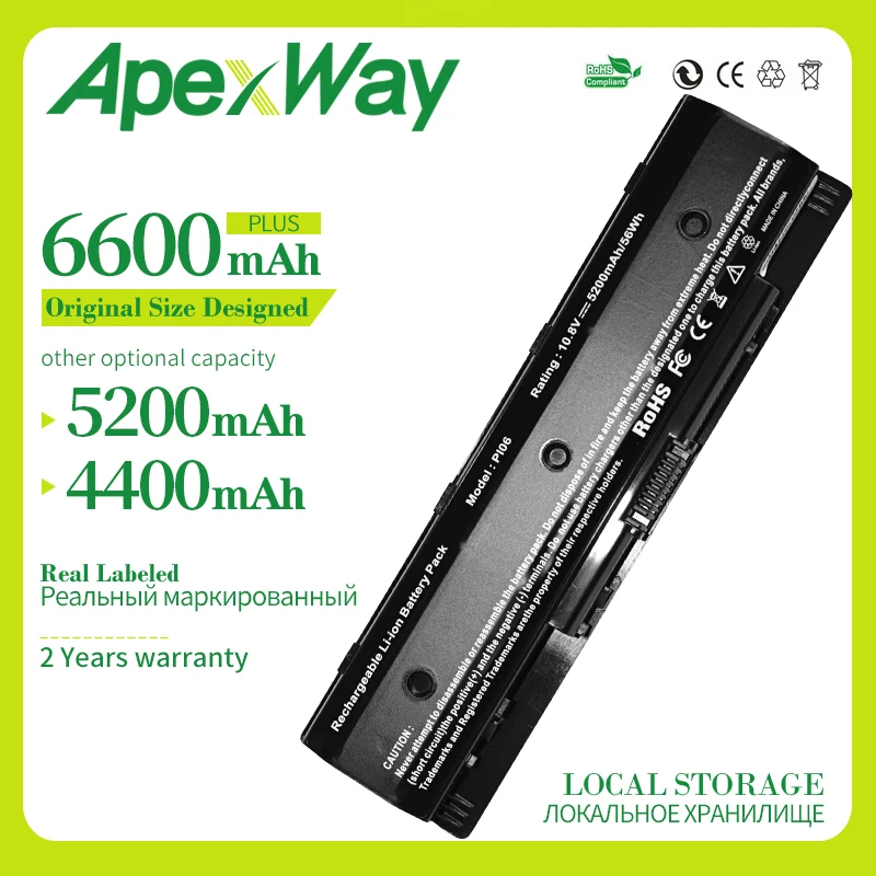 ApexWay 6 ячеек ноутбук батарея PI06 для струйного принтера Hp Envy 15 17 TouchSmart 15 17 Pavilion 15 17 HSTNN-LB40 LB40O LB4N LB4O